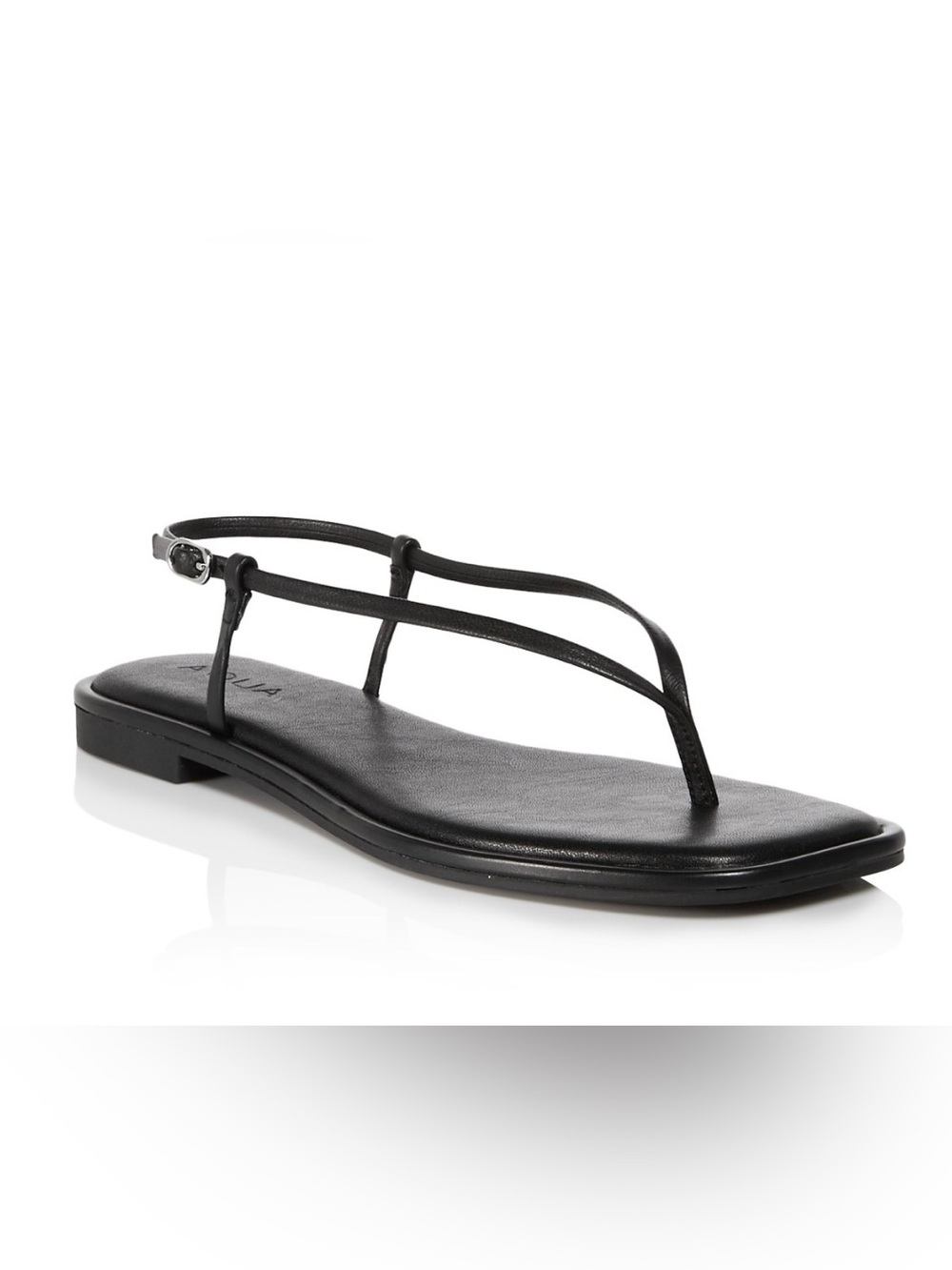 AQUA ⭐️NEW⭐️ Vlry Black Leather Thong Women’s Sandals Square Toe - Size 9